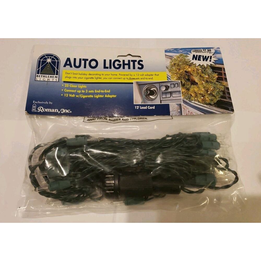 Bethlehem Lights 12V Adapter for car 25 Light Strand Holiday Clear Color